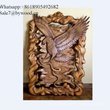 Tapeçaria de parede artesanal decoração de casa esculpida águia painéis de parede de madeira no mercado russo